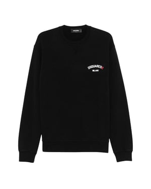 Sudadera Negra De Corte Moderno Con Logotipo Pequeño De Milán De Dsquared2