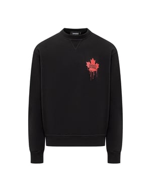 Sudadera Negra Con Logotipo De Hoja De Arce Roja De Dsquared2