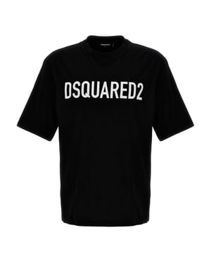 Camiseta Negra Con Logotipo Llamativo De Dsquared2