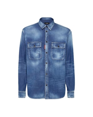 Camisa De Trabajo Con Bolsillo Relax Dan De Dsquared2 En Azul Marino