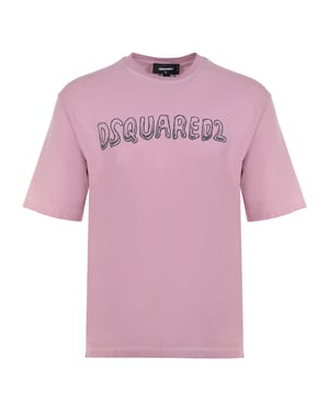 Camiseta Holgada Con Logo De Dibujos Animados Y Degradado De Dsquared2, Color Rosa Polvoriento