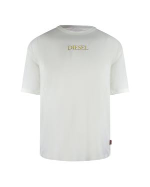 Camiseta Blanca Con El Logotipo Dorado De Diesel