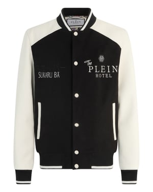 Wool & Leather Varsity Bomber Jacket Dragons