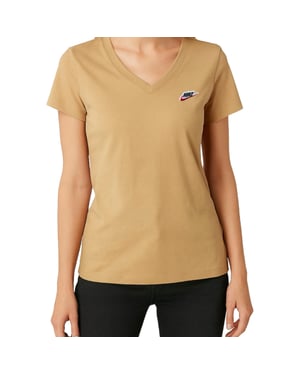 Camiseta Nike Con Cuello En V En Color Beige