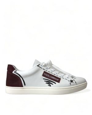 Zapatillas bajas de cuero blanco Bordeaux con logo de Dolce & Gabbana