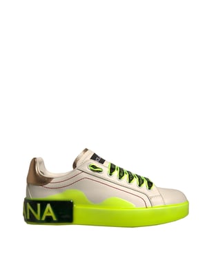 Zapatillas de Cuero Dolce & Gabbana Portofino Blancas y Amarillas