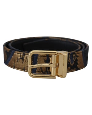 Cinturón de cuero jacquard multicolor con hebilla de logo de Dolce & Gabbana