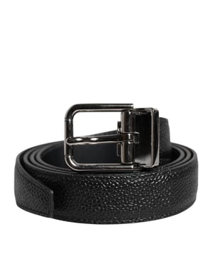 Cinturón de Cuero de Ternera Negro Clásico con Hebilla de Metal de Dolce & Gabbana