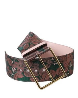 Cinturón de Lurex Jacquard Floral Multicolor con Hebilla Dorada de Dolce & Gabbana