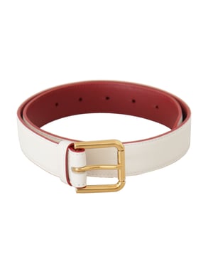 Cinturón de piel de ternera blanca de Dolce & Gabbana con hebilla metálica dorada bicolor