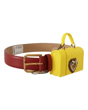 Bolso de Corazón Devoción de Cuero Rojo y Hebilla Amarilla de Dolce & Gabbana