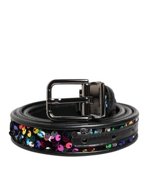 Cinturón de metal con hebilla decorada con lentejuelas negras de Dolce & Gabbana