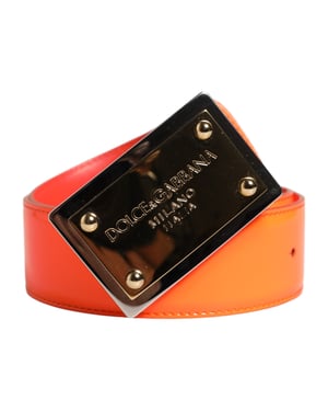 Cinturón de hebilla de metal con logo en tono dorado naranja de Dolce & Gabbana