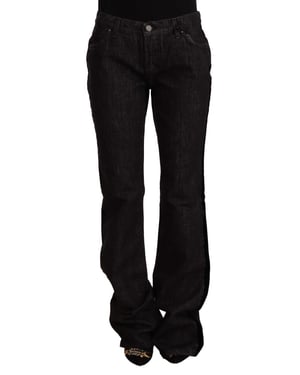 Jeans de mezclilla negro de cintura media con corte recto y de bota GF Ferre