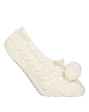 1 Par de Botines de Punto Trenzado para Dama - Zapatillas de Casa Cálidas y Suaves
