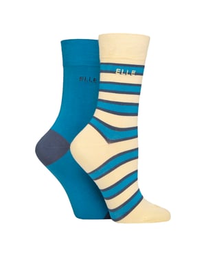 Paquete de 2 pares de calcetines de bambú para mujeres a rayas y lisos - Suave y transpirable, comodidad diaria.
