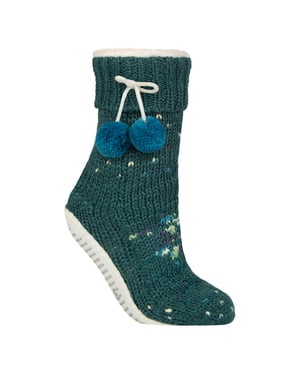 1 Par de Mocasines Gruesos para Dama Forrados de Sherpa con Pom Pom - Confort Cálido
