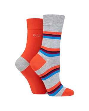 Paquete de 2 pares de calcetines de bambú para mujeres - Rayados y lisos - Suave y transpirable para comodidad diaria