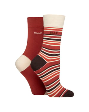 Paquete de 2 calcetines de bambú para mujeres, a rayas y lisos - Comodidad suave y transpirable para el día a día