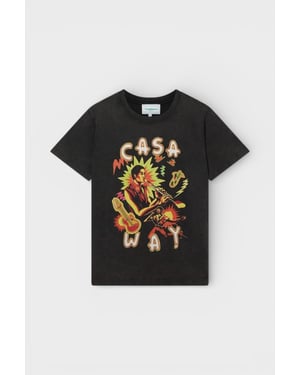 Camiseta Impresa Casablanca Music For The People Negra Desgastada
