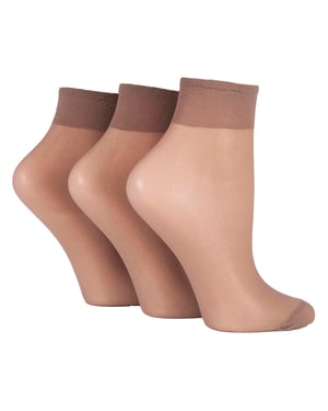 Paquete de 3 Medias de Tobillo para Dama 15 Denier 100% Nailon - Comodidad Ligera y Transparente
