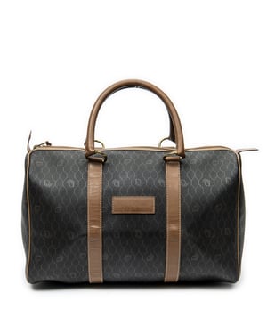 Dior Vintage Small Travel Boston  en Gris oscuro/Marrón Lienzo recubierto