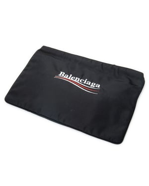 Balenciaga Flat Zip Clutch  en Black Lienzo