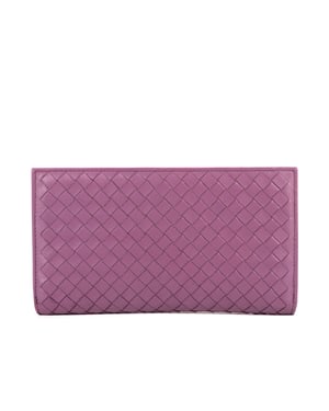 Bottega Veneta Intrecciato Wallet  en Púrpura Cuero de ternero
