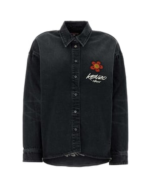 Camisa de mezclilla negra elástica