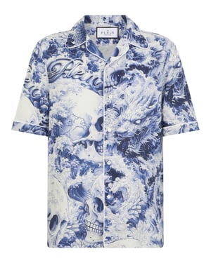 Linen Bowling Shirt All-Over Ceramic