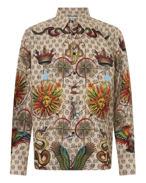 Silk Pajamas Shirt Monogram Tattoo