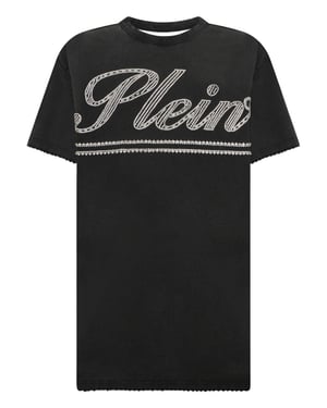 Open Back T-Shirt Dress Strass Signature