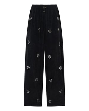Chenille Skater Fit Tracksuit Pants Monogram Strass