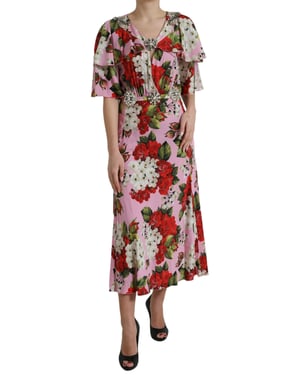 Vestido de Seda Floral Modelo Midi