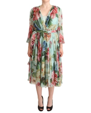 Vestido Midi de Seda con Estampado Floral