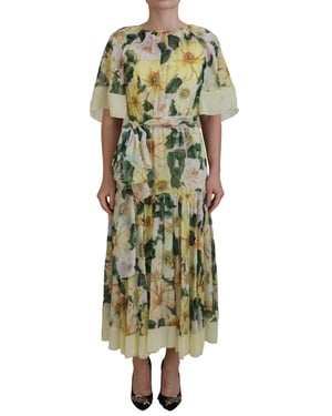 Vestido Midi de Seda con Estampado Floral