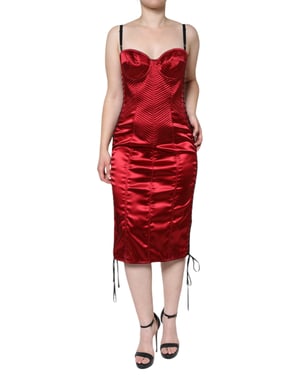 Vestido Midi de Satén con Cordones