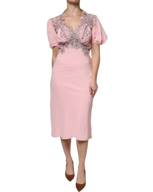 Vestido Midi con Detalle de Encaje