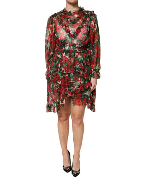 Vestido Mini con Estampado Floral y Volantes