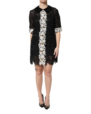 Vestido Mini de Encaje con Adornos Florales