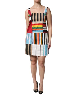 Vestido mini a rayas patchwork