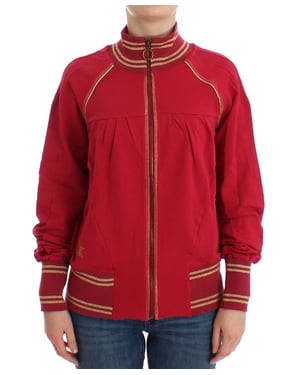Chaqueta de punto roja con cierre delantero
