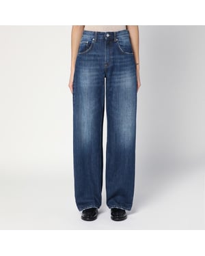 Jeans de pierna ancha Pop Blue con efecto desgastado