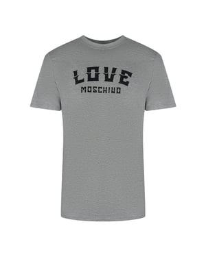 Camiseta Gris Con El Logo Llamativo De Love Moschino