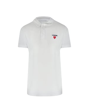 Polo Blanco Con Logo De Corazón De Love Moschino