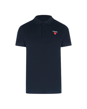 Polo Azul Marino Con Logo De Corazón De Love Moschino