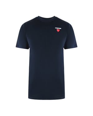 Camiseta Azul Marino Con Logo De Corazón Pequeño De Love Moschino