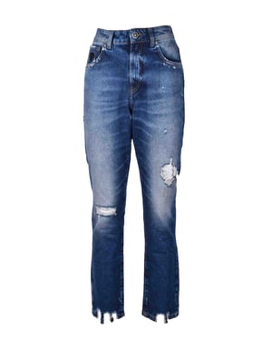 Jeans Rasgados de Mezclilla Desgastada