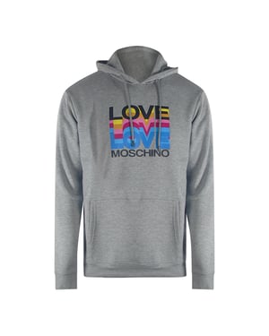 Sudadera Con Capucha Gris Con Logotipo Múltiple De Love Moschino