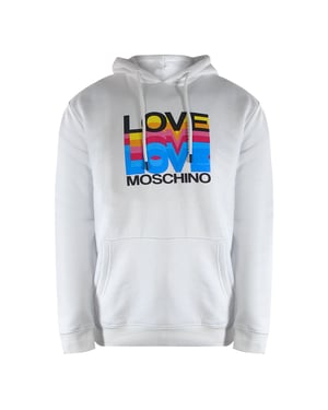 Sudadera Blanca Con Capucha Y Logos Múltiples De Love Moschino